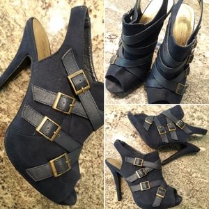 Shoe Dazzle | Stiletto Slingback Peeptoe Bootie